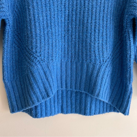 Maeve Anthropologie Blue Crop Ribbed Bell Sleeve Turtleneck Sweater XX Small - Picture 9 of 15
